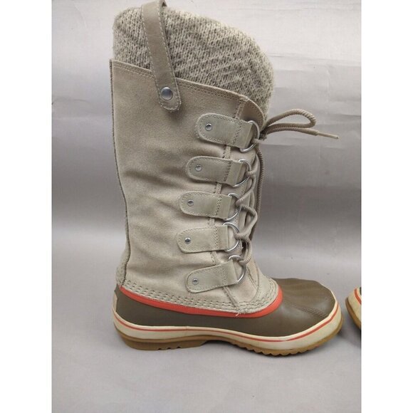Sorel Boots Women's Size 8 Joan Of Arctic Winter Snow Tan Orange Leather - Picture 7 of 13